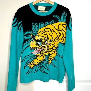 Rare ❗️Auth Gucci Blue Tiger Sweater